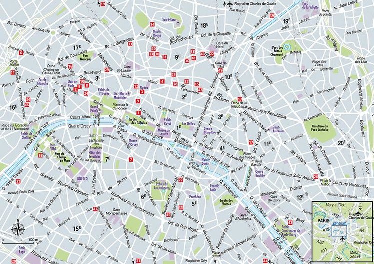 Zájezd des Mines **+ - Paříž a okolí / Paříž - Mapa