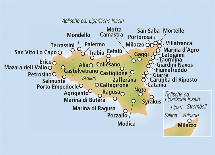 Zájezd Dioscuri Bay Palace **** - Sicílie - Liparské ostrovy / Agrigent - Mapa