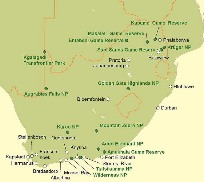 Zájezd Augrabies Falls Nationalp ** - národní parky JAR / Augrabies Falls National Park - Mapa