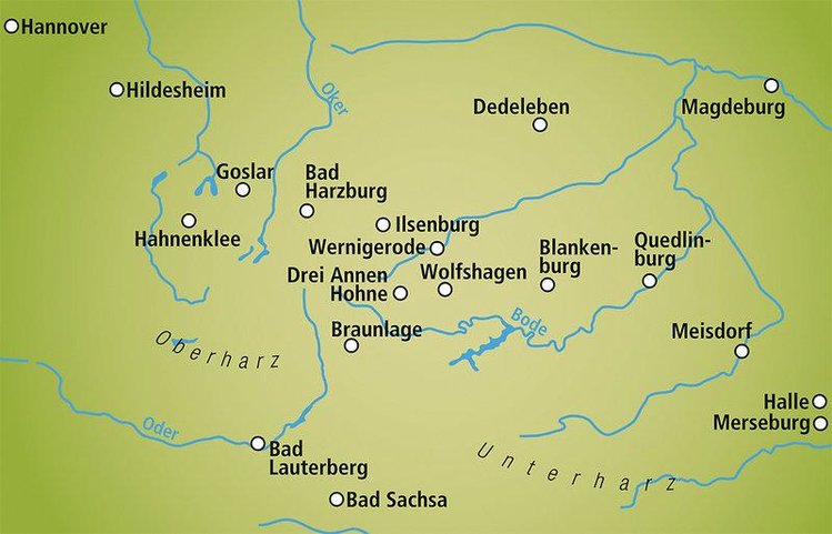 Zájezd Travel Charme Gothisches Haus ****+ - Harz / Wernigerode - Mapa
