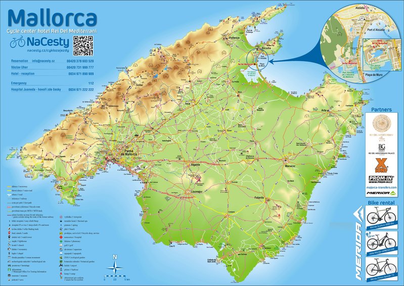 Mapa Mallorca - cyklotrasy