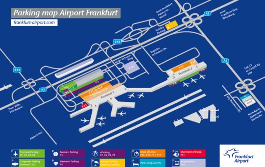 Plánek parkování na letišti Frankfurt