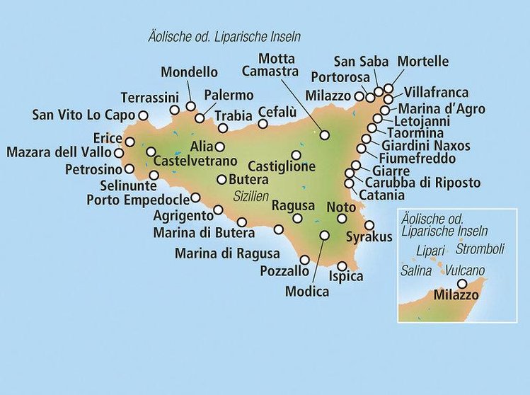 Zájezd e Residence Torre Artale **** - Sicílie - Liparské ostrovy / Trabia - Mapa