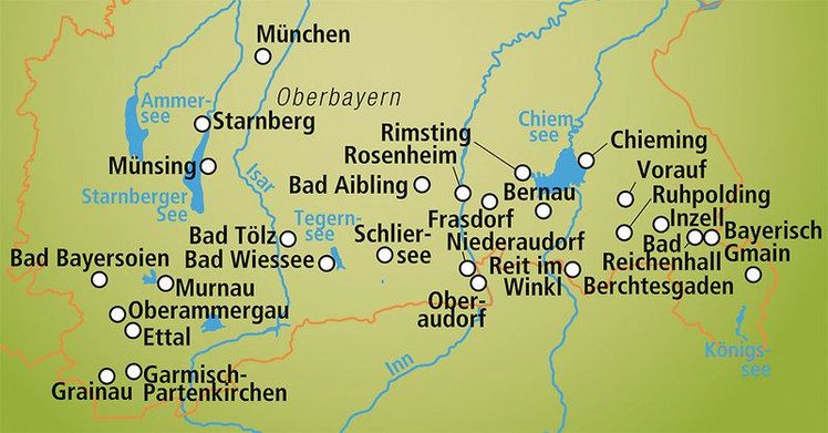 Zájezd Bonnschlössl *** - jezero Chiem a okolí / Bernau am Chiemsee - Mapa