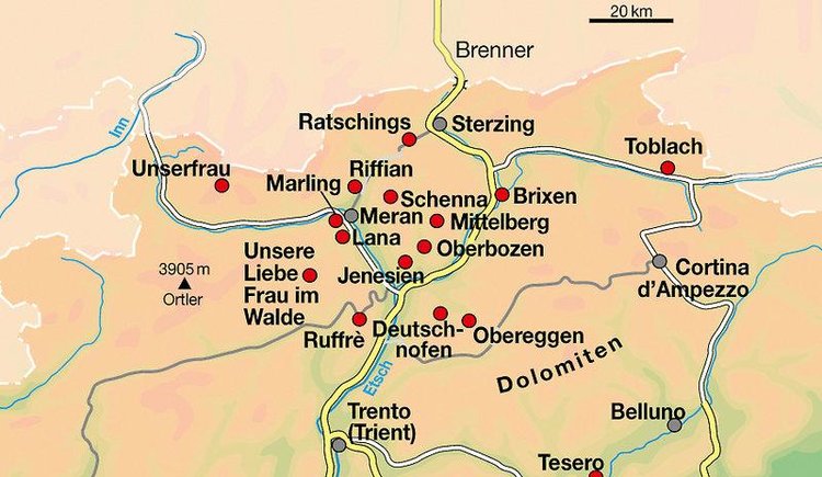 Zájezd Schwarzschmied **** - Jižní Tyrolsko - Dolomity / Lana - Mapa