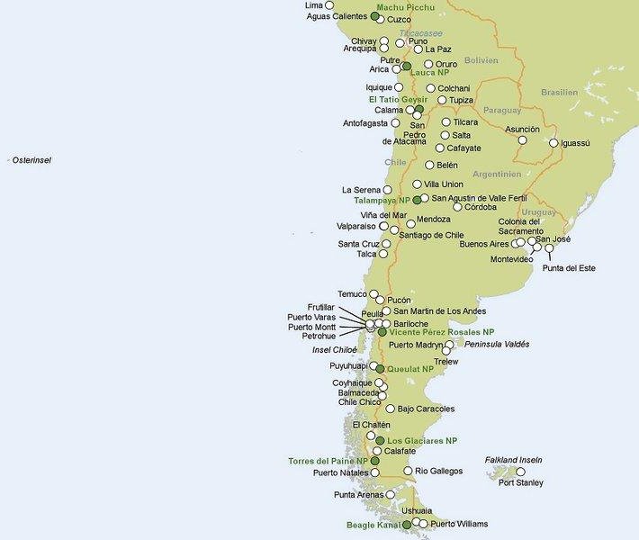 Zájezd Landhaus San Sebastian *** - Chile / Pucon - Mapa